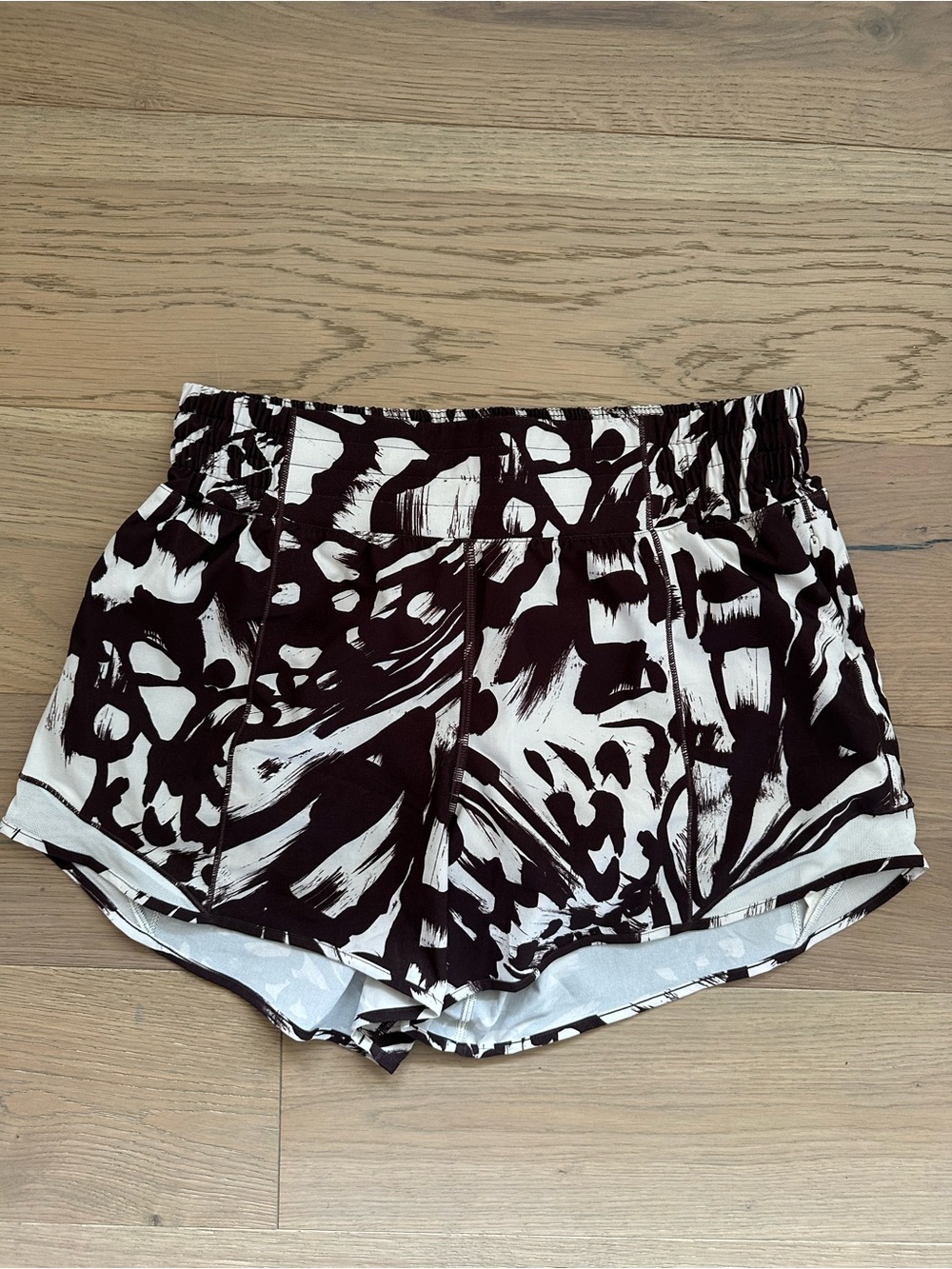 lululemon athletica brown and ivory Abstract Athletic Shorts